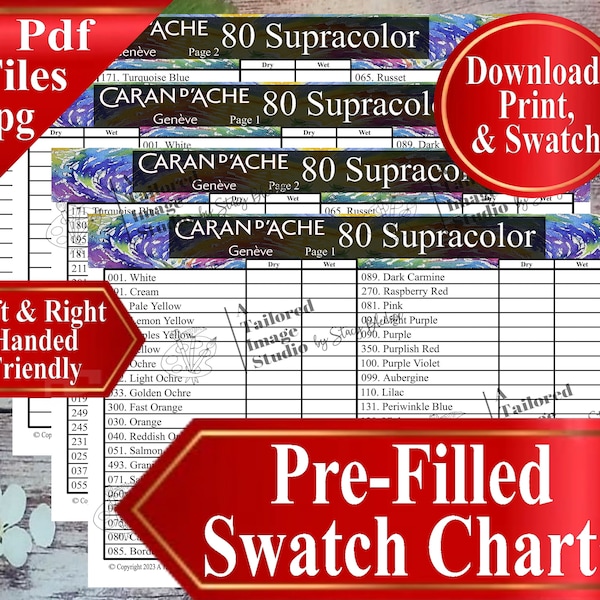Caran D'Ache 80 Supracolor Soft Aquarelle Pencil Swatch Chart