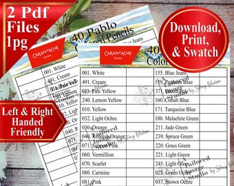 Caran Dache 40 Pablo Matite Colorate Swatch Chart