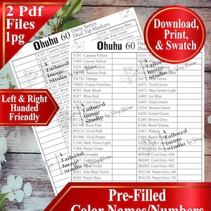 Ohuhu 60 Oahu-Serie Dual Tip Marker Swatch Charts