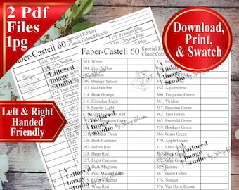 Faber Castell 60 Classic (Buntstifte Special Edition) Colored Pencils Swatch Charts (PDF Download)