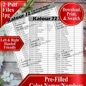 Tablas de muestras de lápices de colores Kalour 72 Top Grade Expert