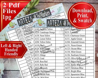 Arteza 100 Twimarkers Colour Chart Swatch Sheet | Printable Colouring ...