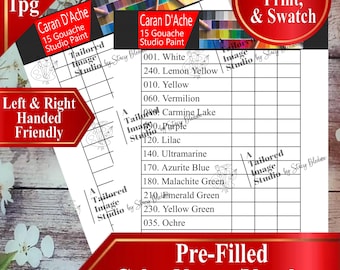 Tablas de muestras de Caran Dache 15 Gouache (Descarga en PDF)