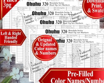 Ohuhu 320 Oahu Series Dual Tip Markers Swatch Charts