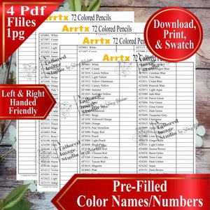 Arrtx 72 Buntstifte Swatch Chart