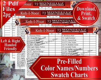 Koh-I-Noor 72 Mondeluz Aquarelle (3720) Tabella campioni matite (download PDF)