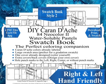 Caran D&#39;Ache 84 Neocolour II Water-Soluble Pastels DIY Color Swatch Book Style 2