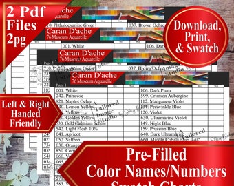 Caran Dache 76 Museum Aquarelle Bleistifte Swatch Chart