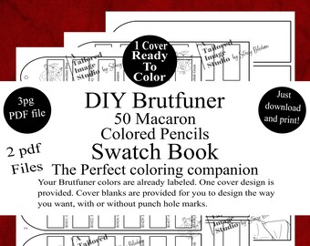 Brutfuner 50 Macaron Colored Pencils Swatch Book Style 1 (PDF Download)
