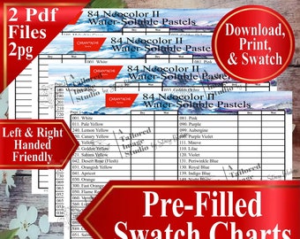 Caran Dache 84 Neocolor II Aquarelle Pastels Swatch Chart