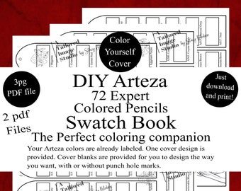 Arteza 72 Expert Colored Pencils DIY Color Swatch Book Style 1