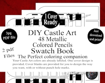 Castle Art 48 Metallic Colored Pencils DIY Color Swatch Book Style 1