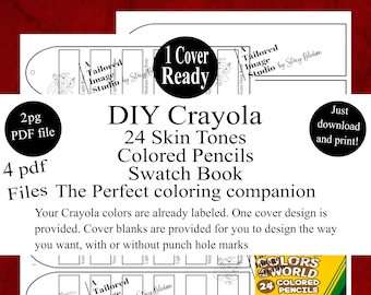 Crayola 24 Skin Tones Colored Pencil DIY Color Swatch Book Style 2