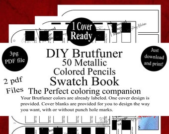 Brutfuner 50 Metallic Colored Pencils DIY Color Swatch Book Style 1