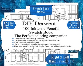 Derwent 100 Inktense Pencils DIY Color Swatch Book Style 2
