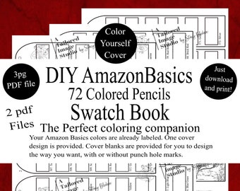 AmazonBasics 72 Colored Pencils DIY Color Swatch Book Style 1