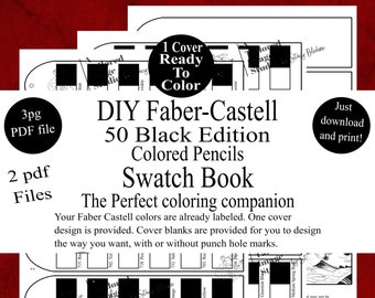 Faber Castell 50 Black Edition Color Pencils Swatch Books Style 1 (PDF Download)