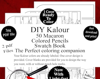 Kalour 50 Macaron Colored PencilsDIY Color Swatch Book Style 1