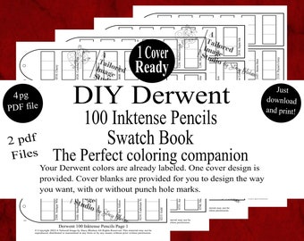 Derwent 100 Inktense Pencils DIY Color Swatch Book Style 1