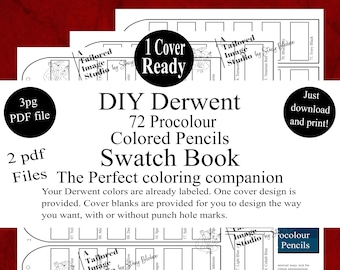Derwent 72 Procolour Colored Pencils DIY Color Swatch Book Style 1