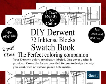 Derwent 72 Inktense Blocks Swatch Book Style 1 (PDF Download)