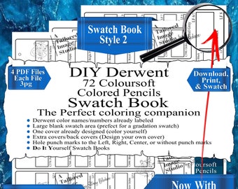 Derwent 72 Coloursoft Colored Pencils DIY Color Swatch Book Style 2