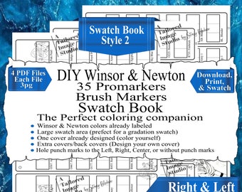 Winsor & Newton 72 Promarker Brush Markers DIY Color Swatch Book Style 2