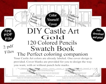 Castle Art Gold 120 Colored Pencils DIY Color Swatch Book Style 1