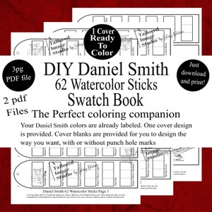 Livre d&#39;échantillons de 62 bâtonnets d&#39;aquarelle Daniel Smith, style 1 (téléchargement PDF)