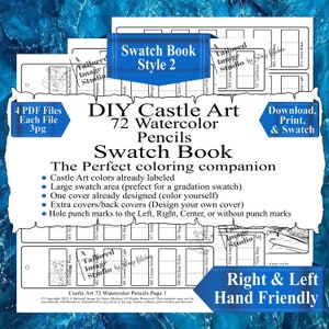 Castle Arts 72 Watercolor Pencils DIY Color Swatch Book Style 2