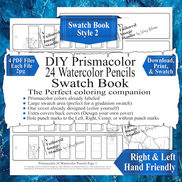 Prismacolor 24 crayons aquarelle DIY Swatch Book Style 2