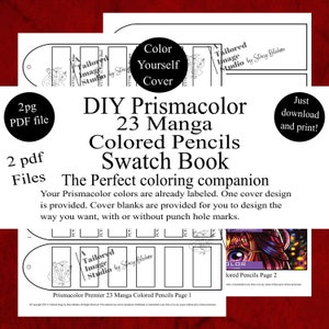 Prismacolor Premier 23 Manga Colored Pencils DIY Swatch Book Style 1