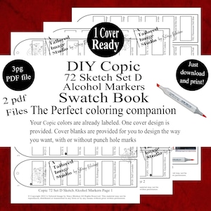 Copic 72 Sketch Set D Alcohol Markers DIY Color Swatch Book Style 1
