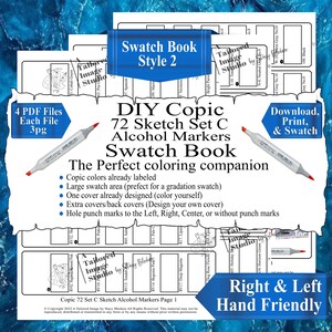 Copic 72 Sketch Set C Alcohol Markers DIY Color Swatch Book Style 2