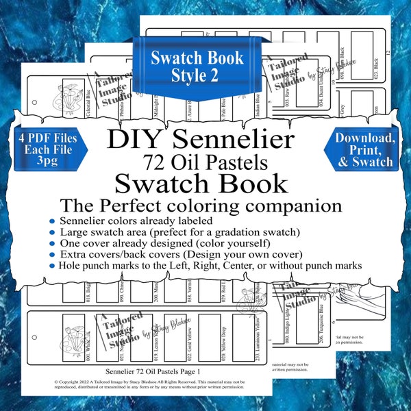 Sennelier 72 Oil Pastel DIY Color Swatch Book Style 2