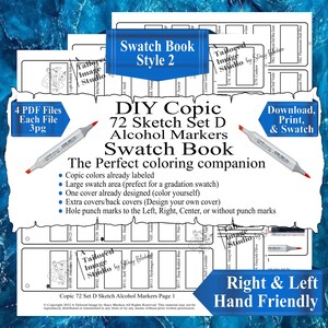 Copic 72 Sketch Set D Alcohol Markers DIY Color Swatch Book Style 2