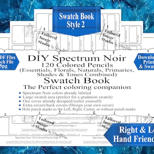 Spectrum Noir 120 Colored Pencils (Essentials, Florals, Naturals, Primaries, Shade & Tone combined) DIY Color Swatch Book Style 2
