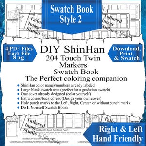 ShinHan Art 204 Touch Twin/Brush Markers DIY Color Swatch Book Style 2