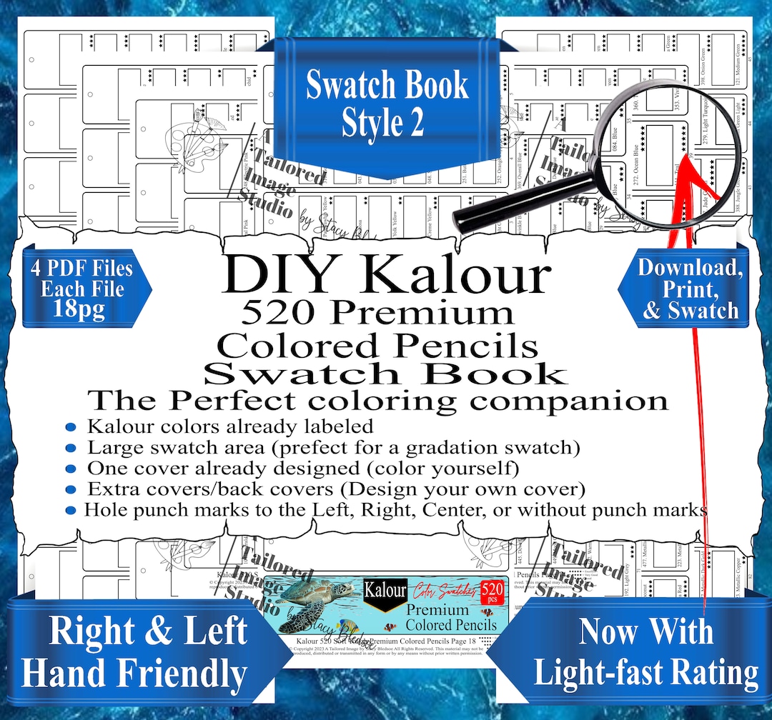 Kalour - 520 Colored Pencil Set - DIY Blank Color Chart /Swatch Sheet -  Digital Download