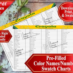 Crayola 120 Colored Pencil Color Swatch Chart