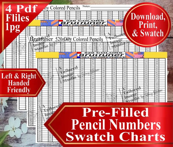 Brutfuner 520 Colored Pencils Swatch Chart (PDF Download) - Etsy