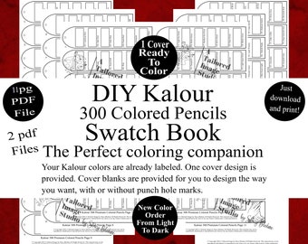 Kalour 300 Colored Pencils DIY Color Swatch Book Style 1