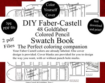 Faber-Castell 48 Goldfaber Colored Pencils DIY Color Swatch Book Style 1