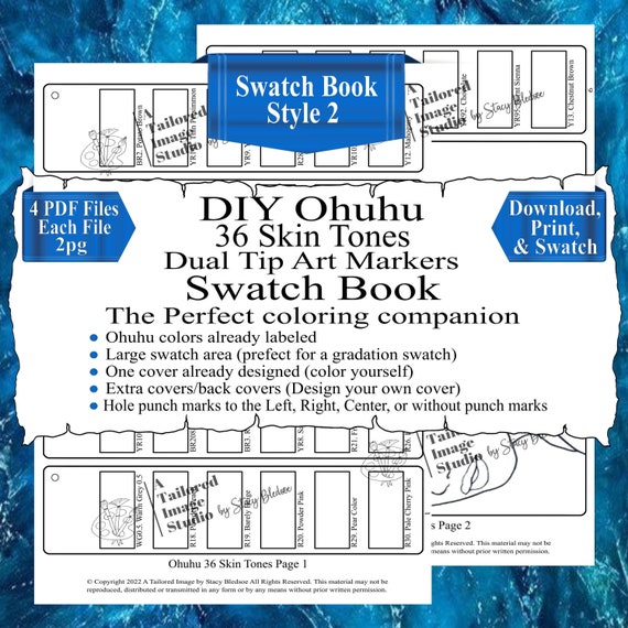 Ohuhu 36 tons de peau Série Honolulu Marqueurs à double pointe DIY Color  Swatch Book Style 2