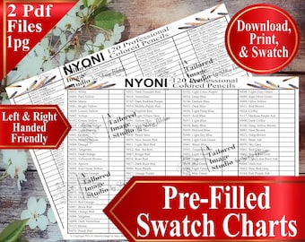 Nyoni 120 kleurpotloden Swatch Charts