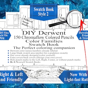 Crayons de couleur Chromaflow 150 Derwent, familles de couleurs à faire soi-même, livre d'échantillons de style 2
