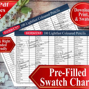 Derwent 100 Lichtechte Farbstifte Swatch Chart