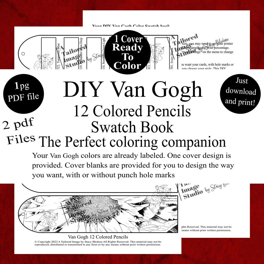 Van Gogh 12 Colored Pencils DIY Color Swatch Book Style 1 Etsy