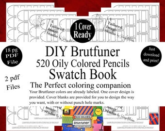 Brutfuner 520 Oily Colored Pencils DIY Color Swatch Book Style 1