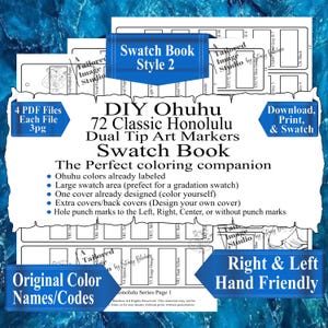 Ohuhu 72 Classic Honolulu Series Markers (Original Colors Names and Codes) Swatch Book Style 2